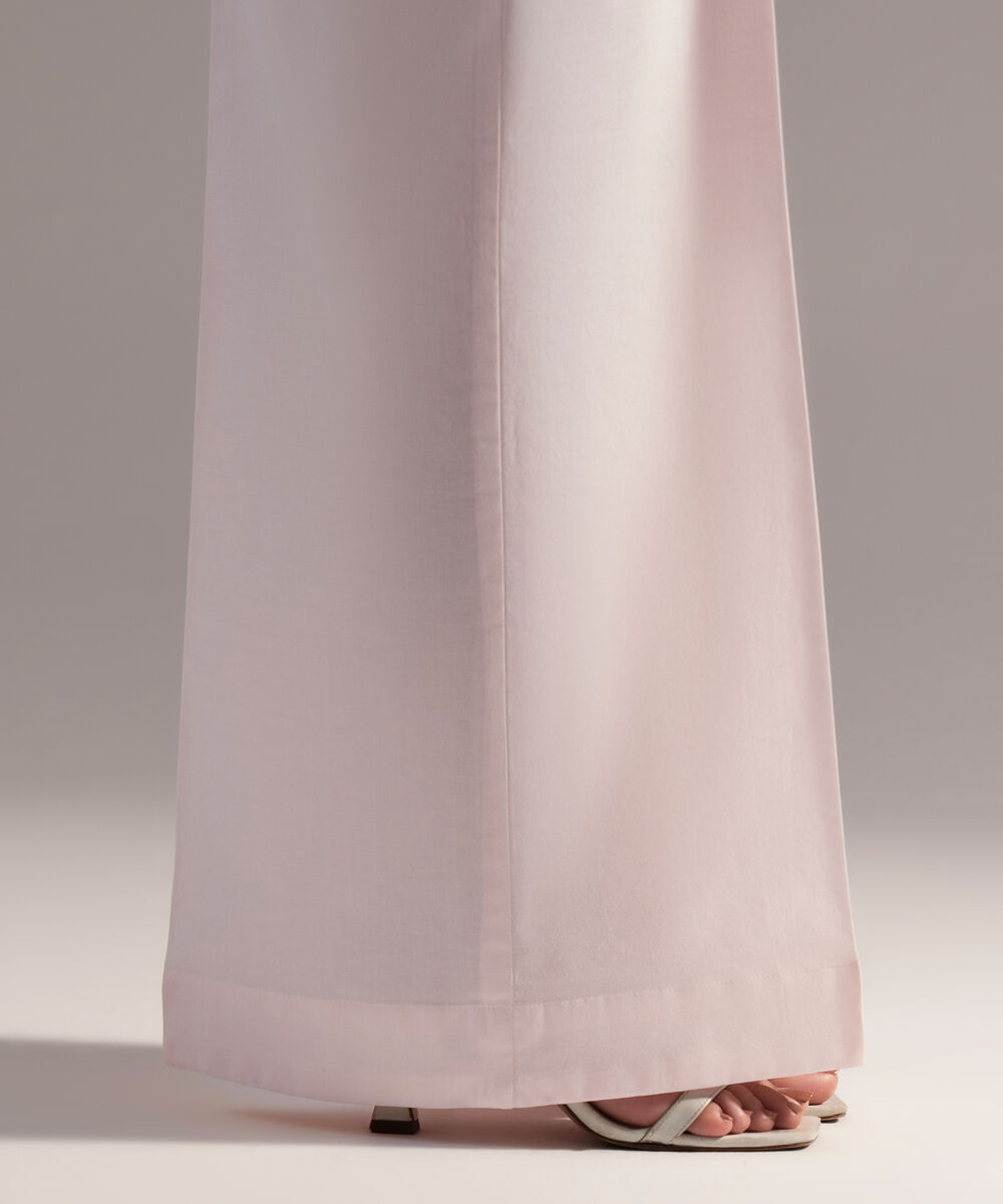 Women's RTW Cambric Solid Pink Flared Pants