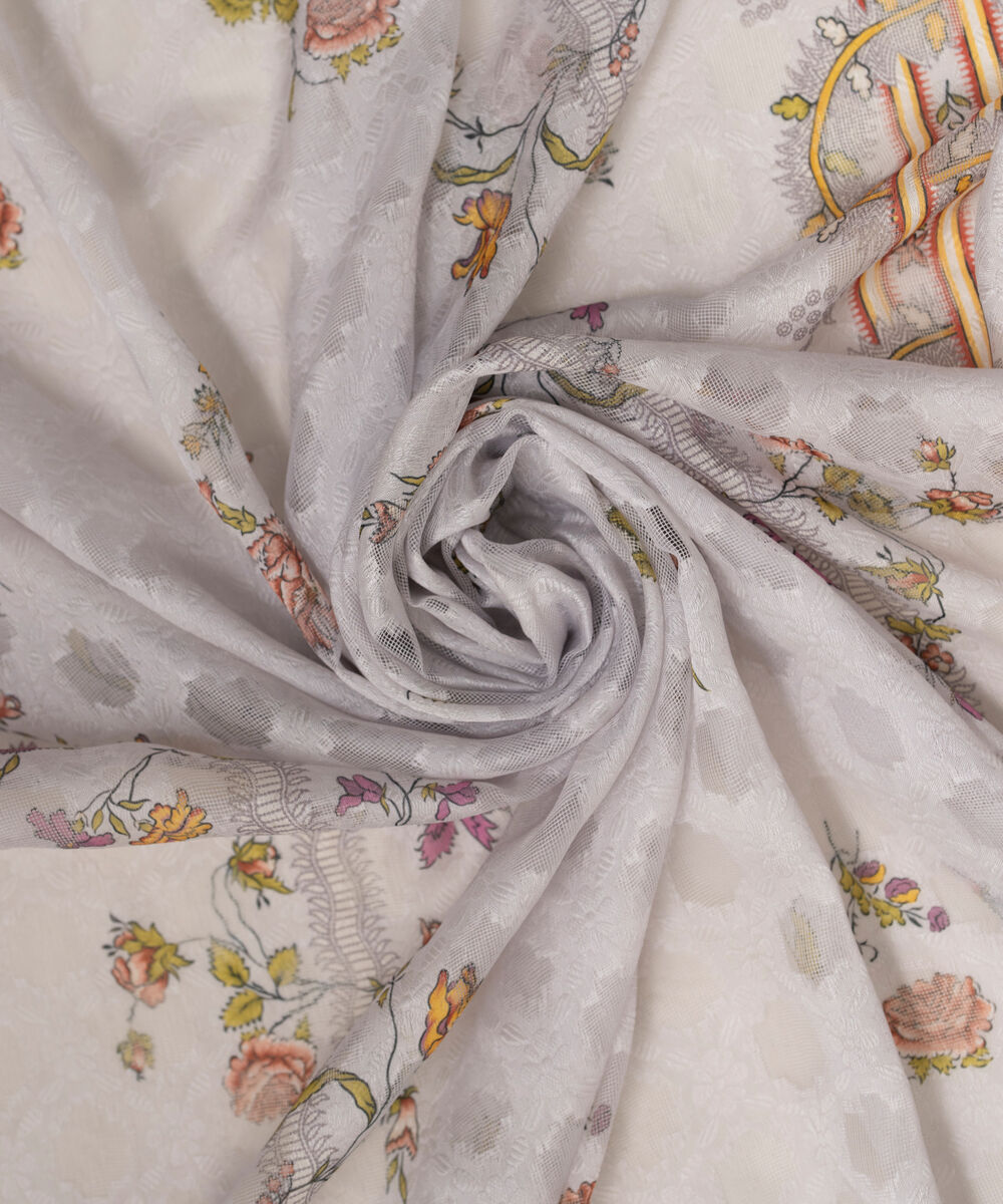 Women's RTW Brochea Jacquard Printed Grey Dupatta