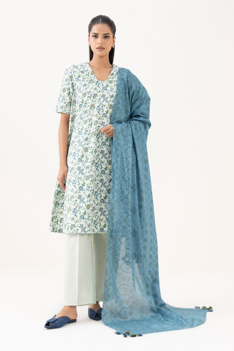 3 Piece - Printed Cotton  Suit