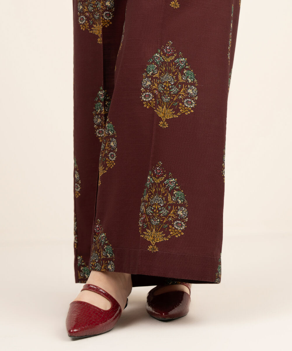 Women's RTW Cambric Red Printed Flared Pants