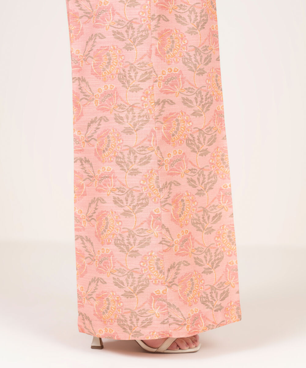 Women's RTW Light Khaddar Printed Pink Culottes