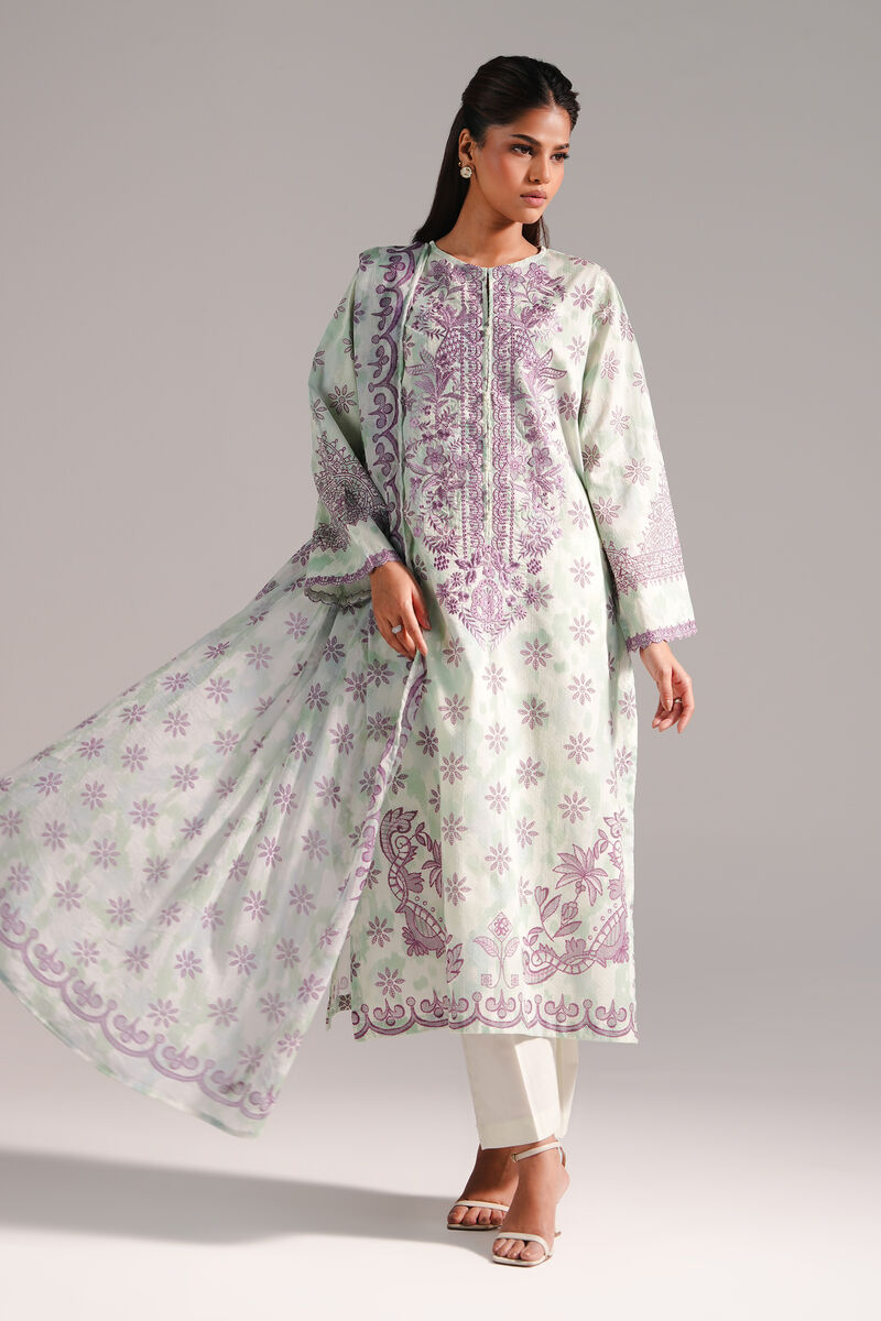 3 Piece - Embroidered Dobby Suit