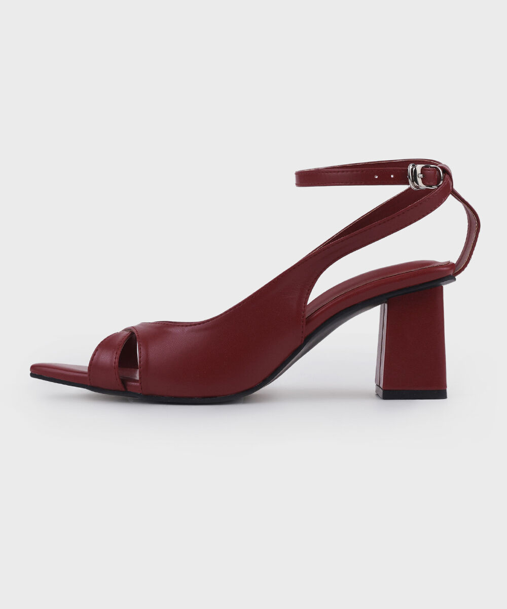 Woman - Red Maroon Block Heels