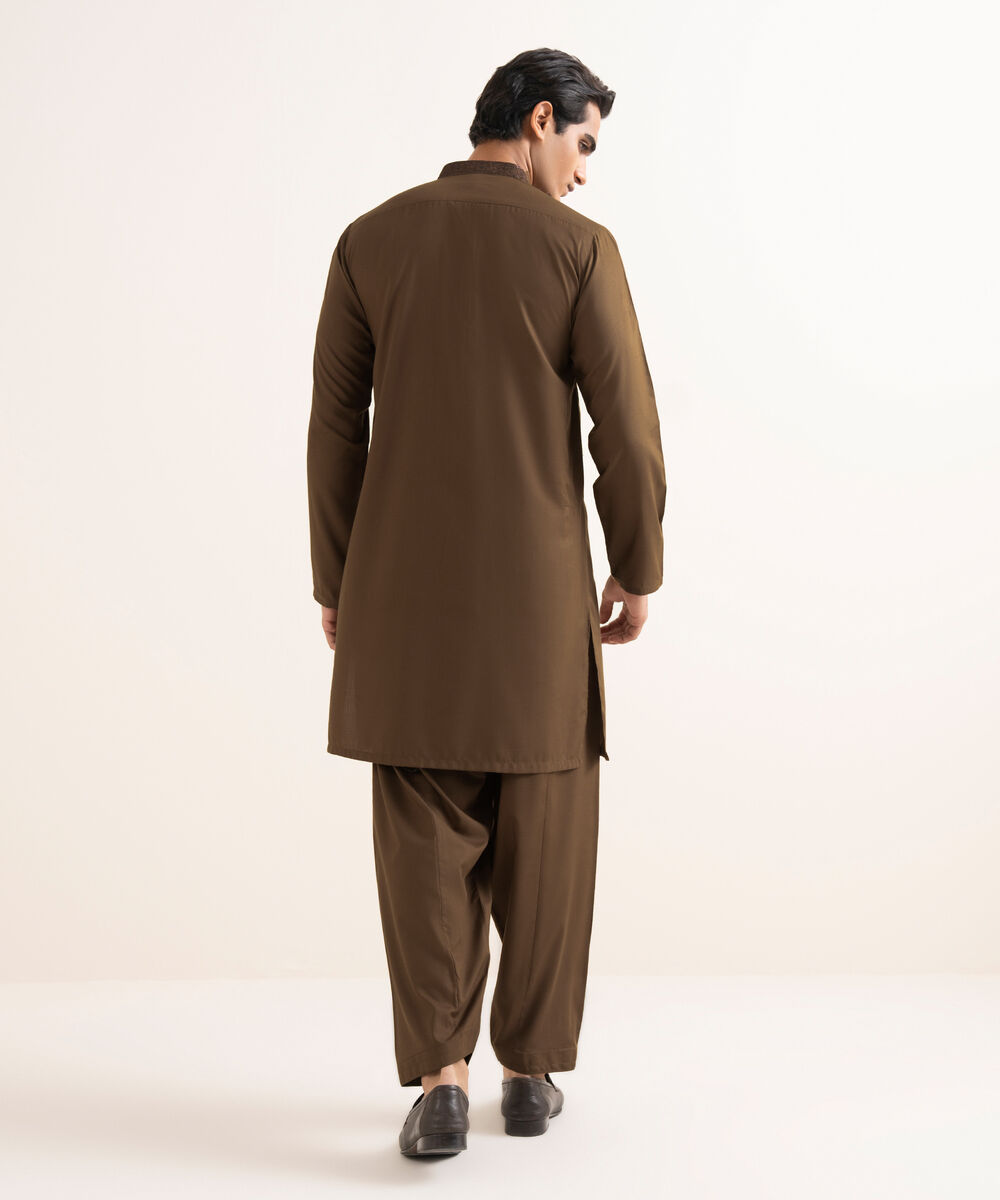 Men's Stitched Premium Wash & Wear Brown Suit