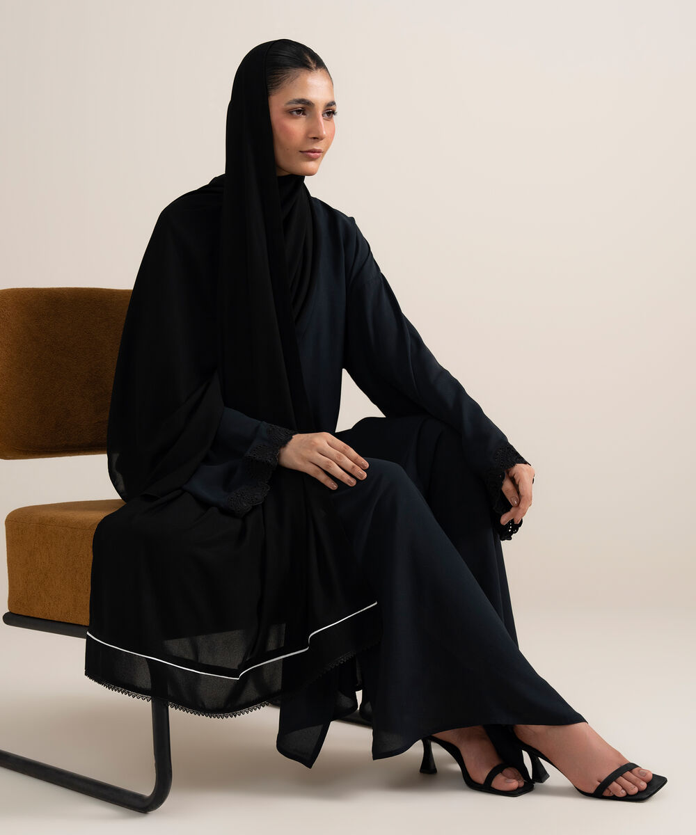 Women's Black Regular Abaya Set