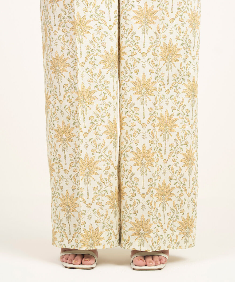 Women's RTW Lawn Printed Mint Green Culottes