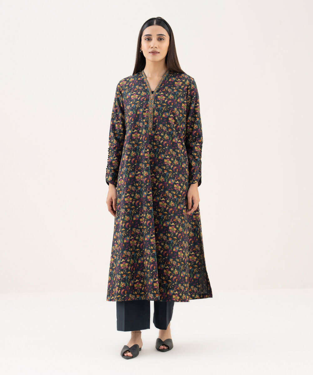 Women's Unstitched Cotton Printed Multi 2 Piece Suit