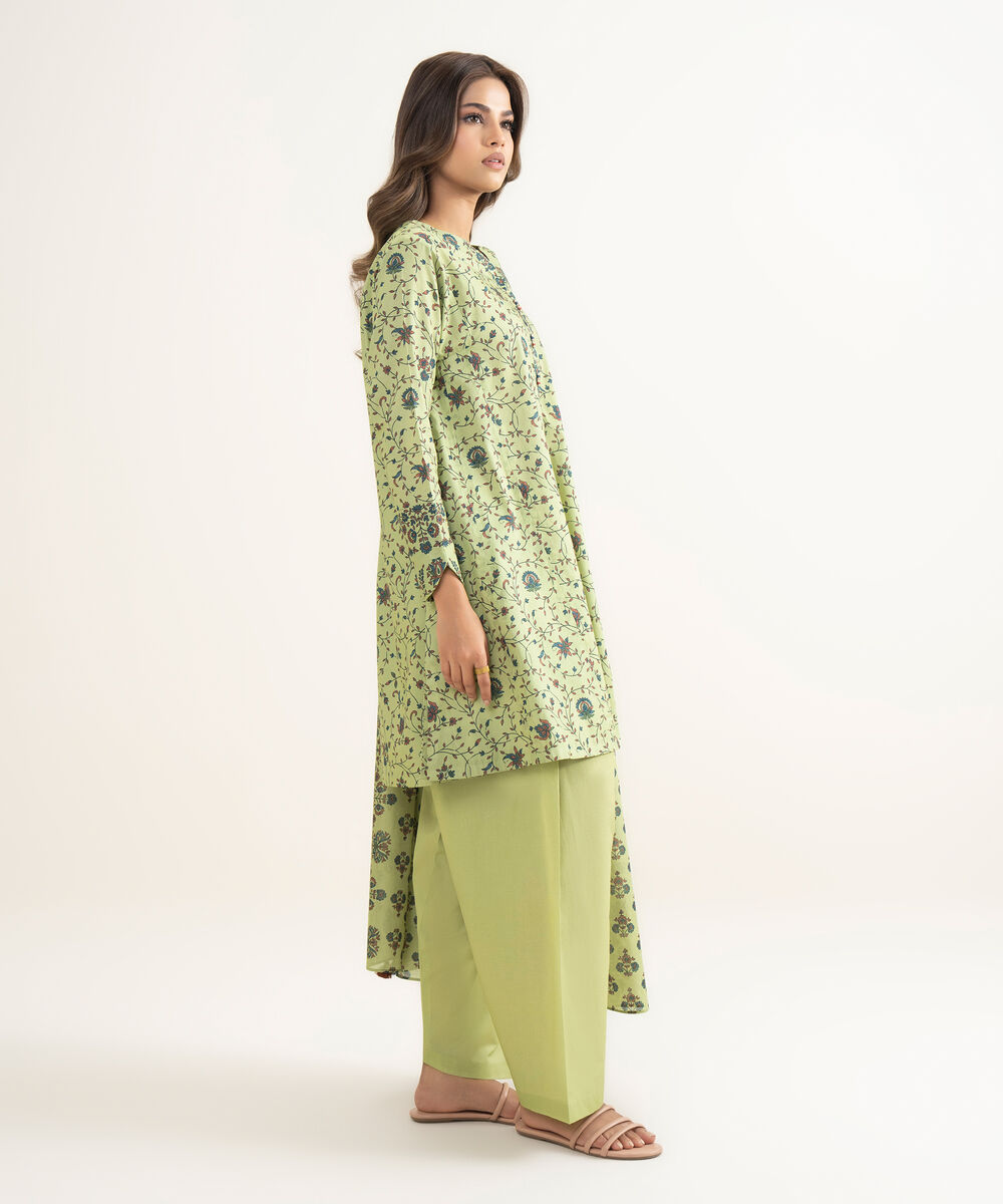 Women's Unstitched Lawn Printed Green 3 Piece Suit