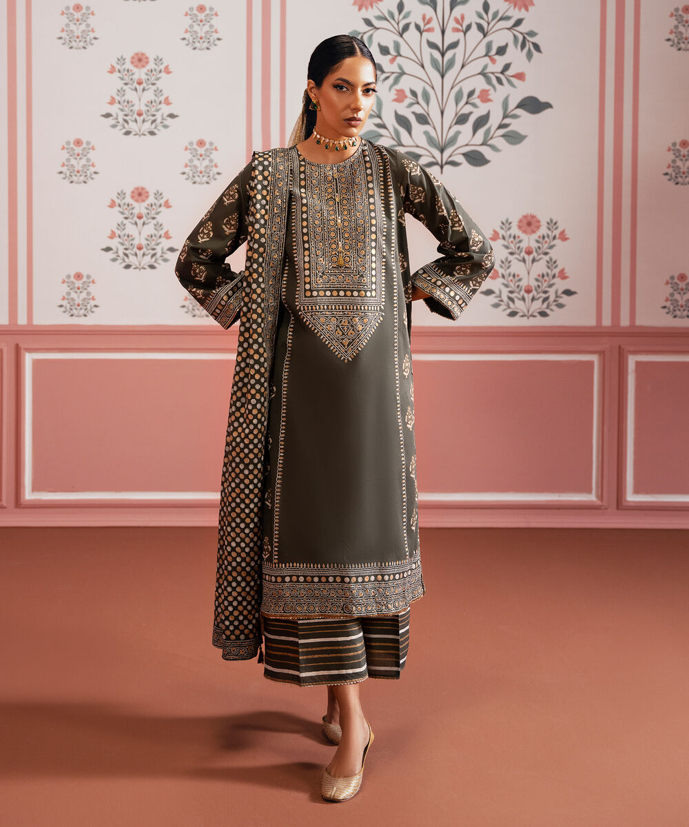 Women's RTW Lawn Green Printed A-Line Shirt