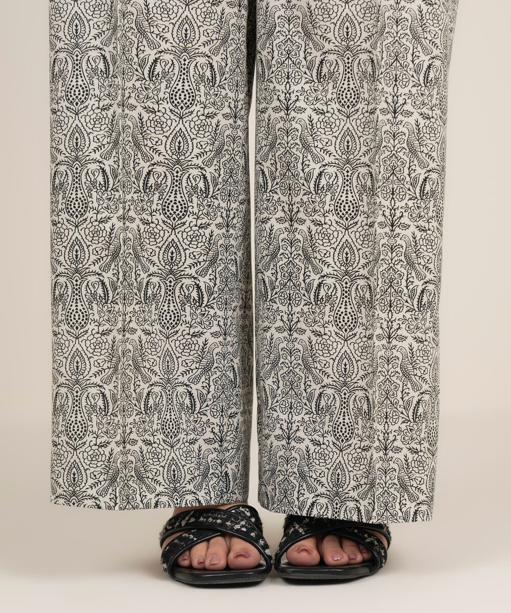 Women's RTW Cambric Printed White Culottes