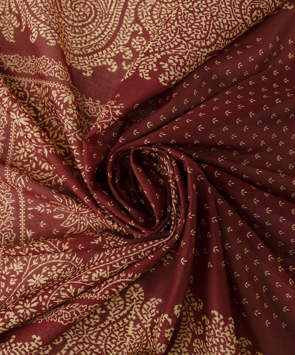 Lawn Printed Maroon Dupatta