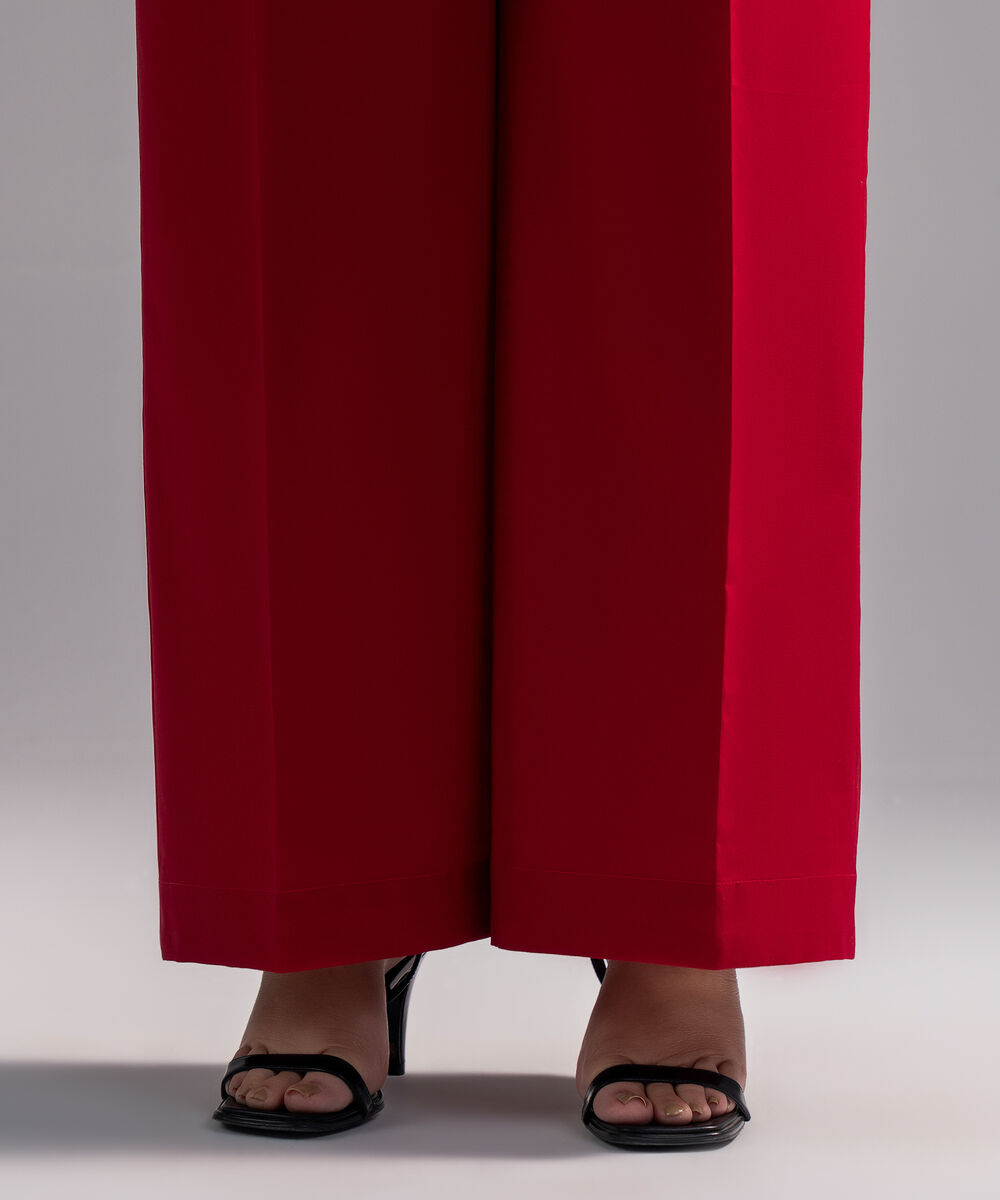 Women's RTW Cambric Solid Red Culottes