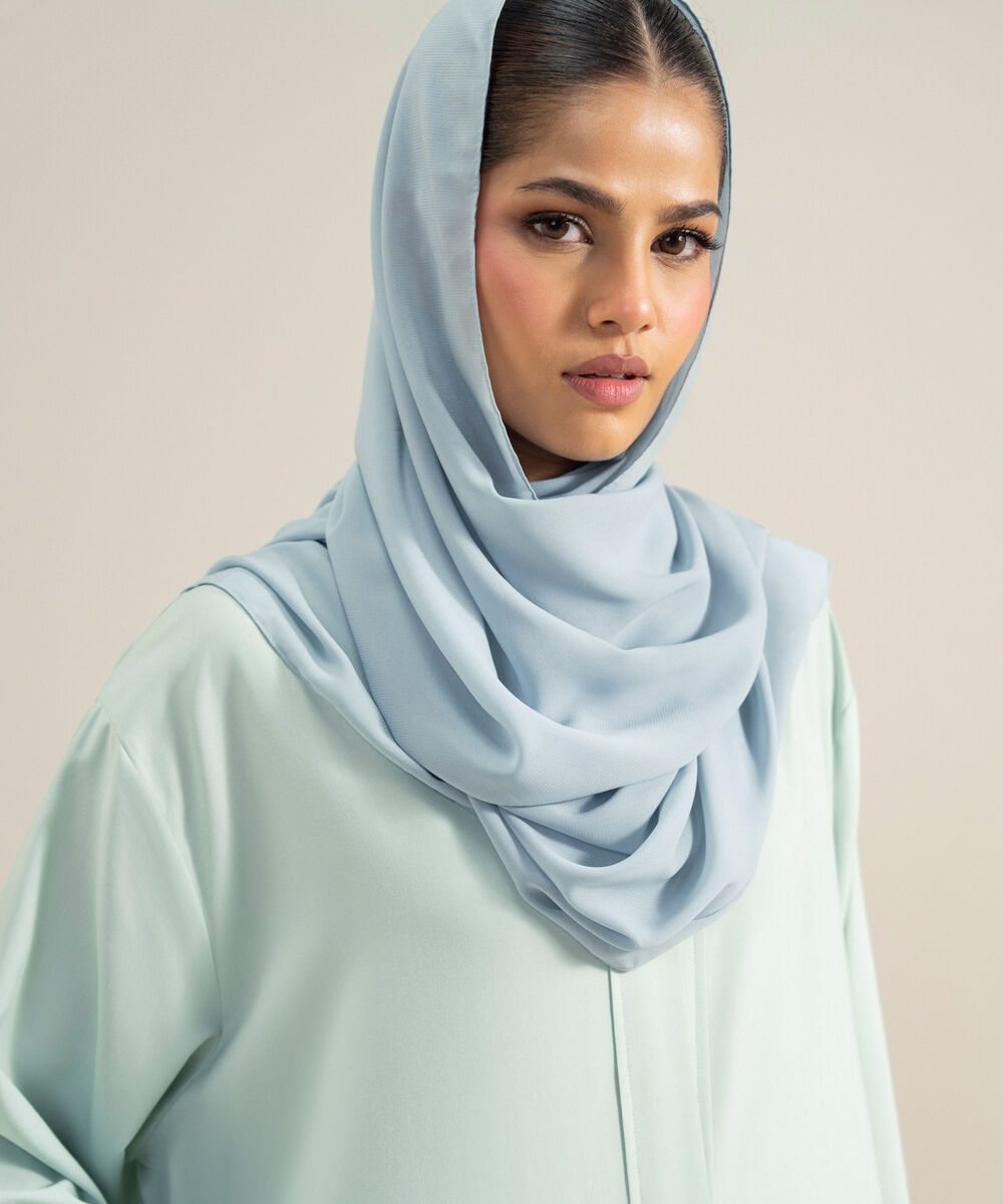 Women's Polyester Blue Front Open Regular Abbaya