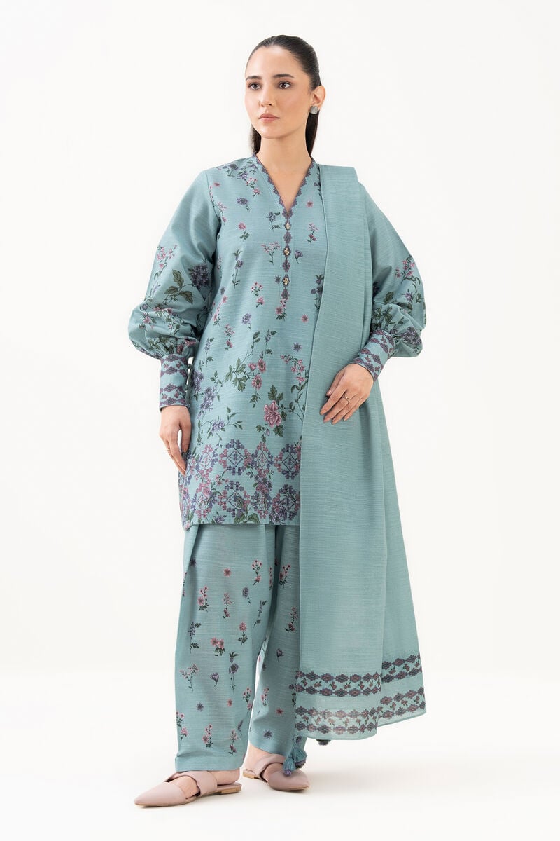 3 Piece - Printed Cotton  Suit