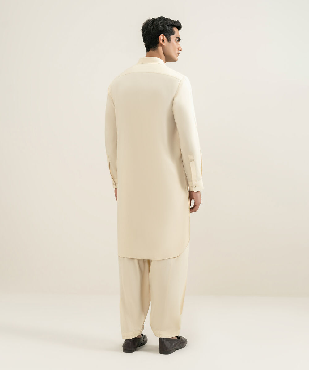 Men's almond Premium Wash & Wear Kameez Shalwar