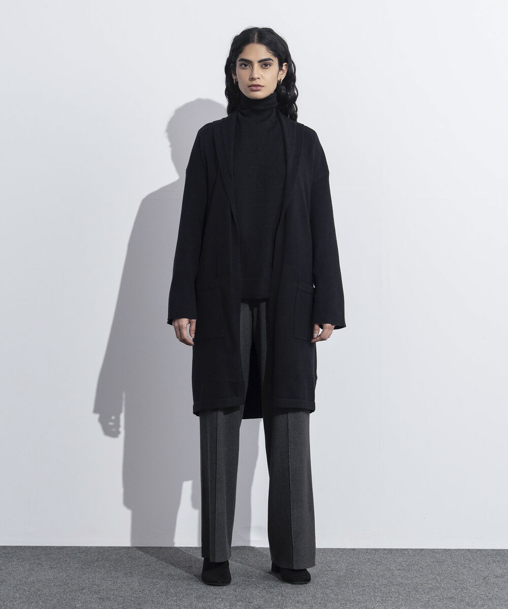 Women's Western Wear Black Long Knit Cardigan