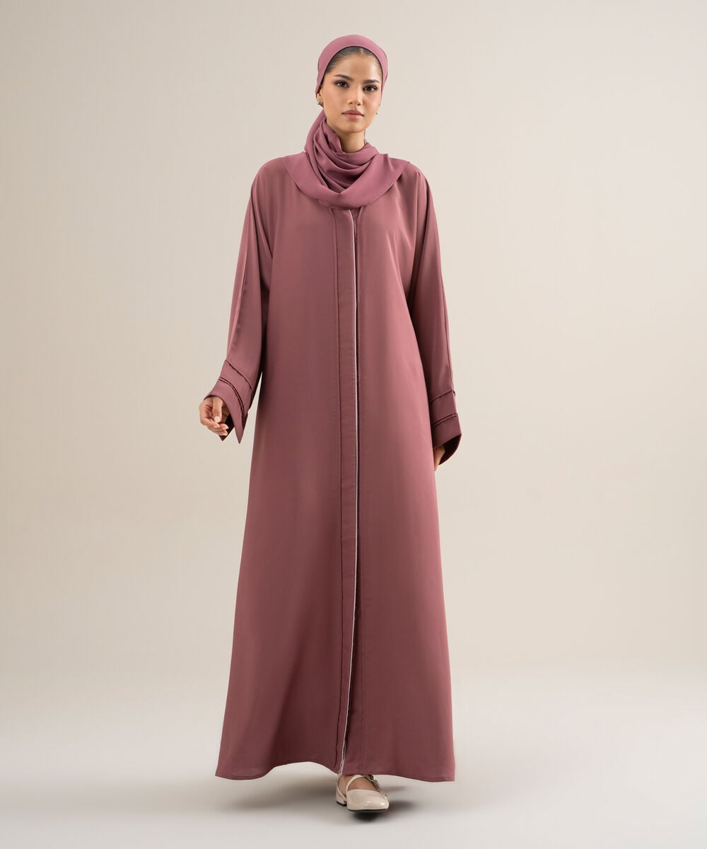 Women's Polyester Magenta Kimono Abaya Set