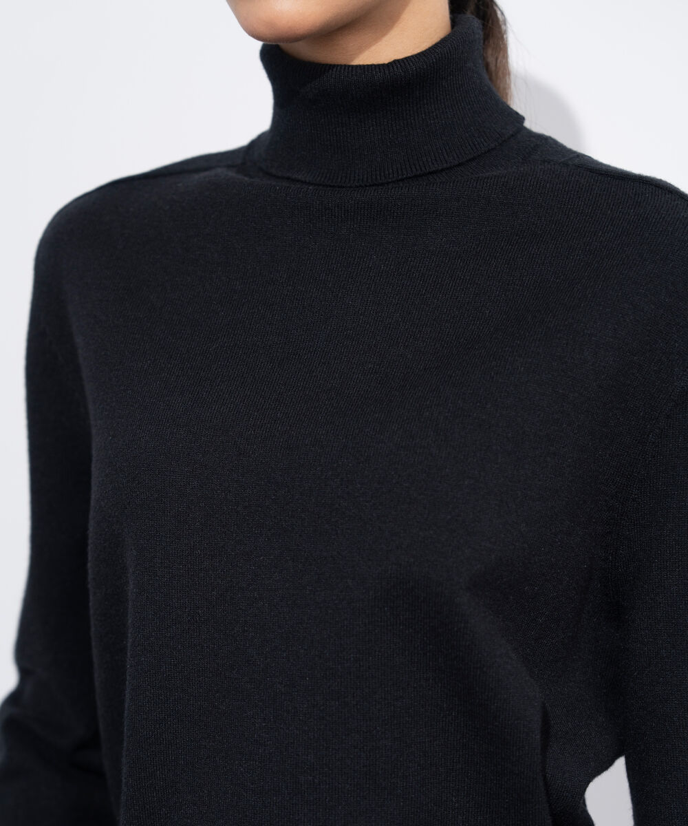 Women's Western Wear Black Turtle Neck Knit Sweater