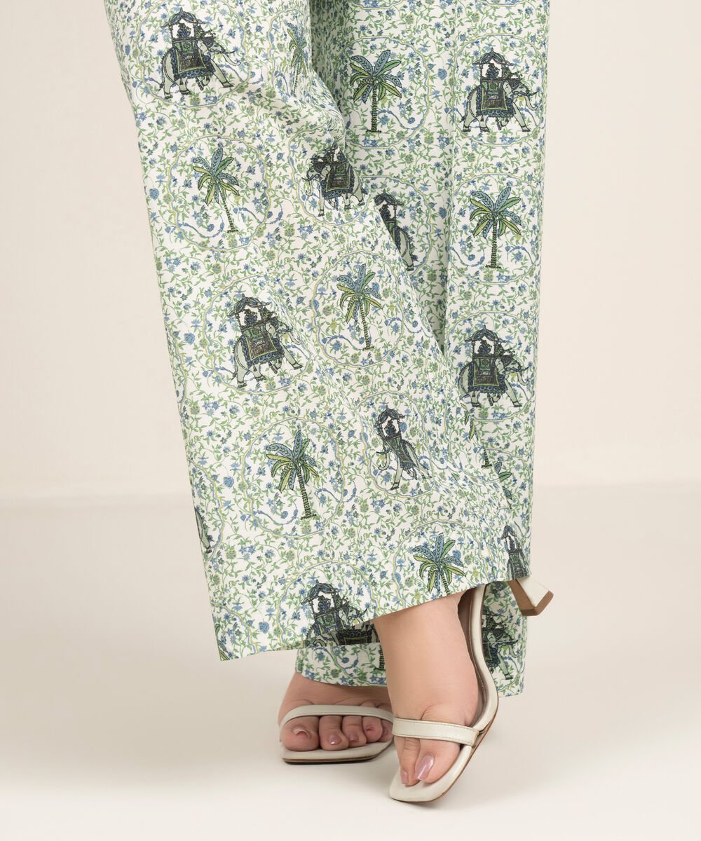 Women's RTW Cambric Printed Green Culottes