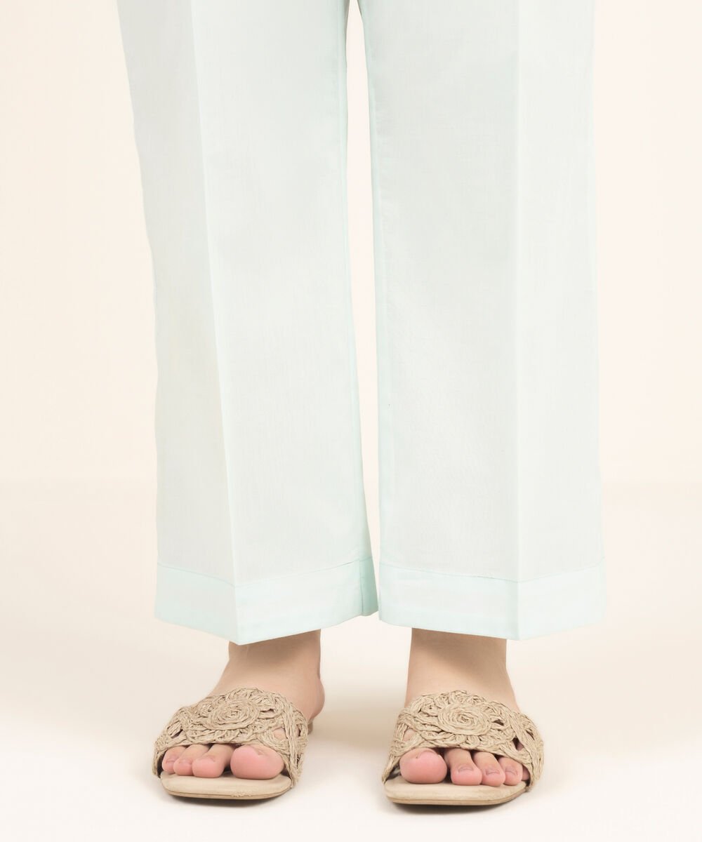 Women's RTW Cambric Solid Ice Blue Culottes