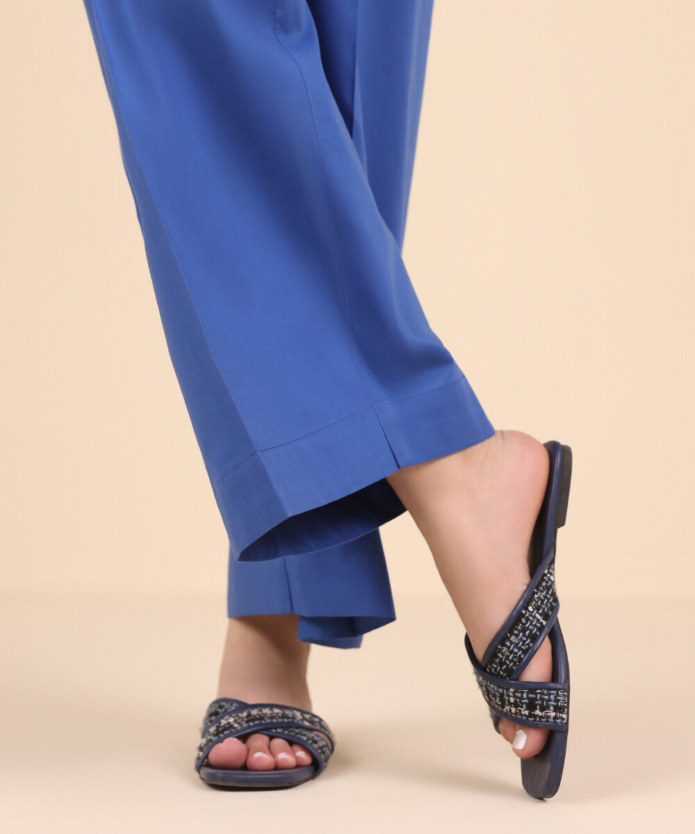 Women's Pret Cambric Blue Solid Culottes