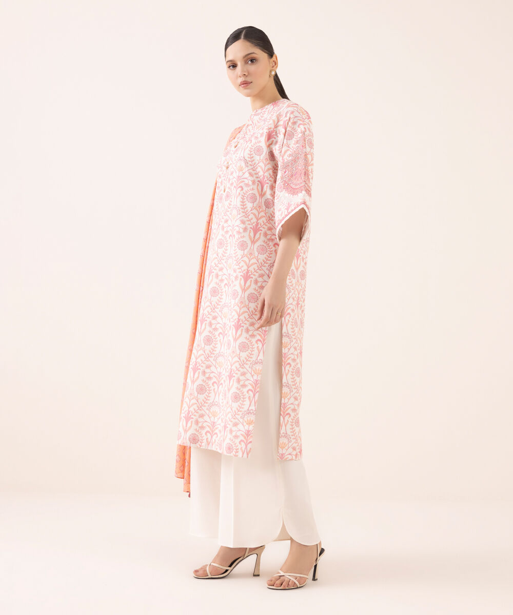 Women's Unstitched Cotton Embroidered Multi Three Piece Suit