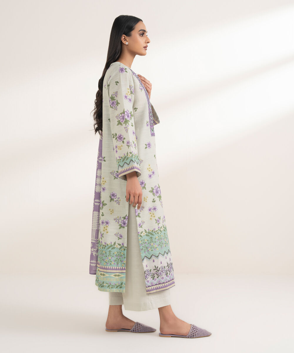 Women's RTW Khaddar Embroidered Mint Green 3 Piece Suit