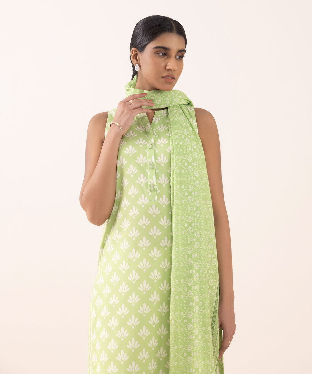 Women's Unstitched Cotton Printed Multi 2 Piece Suit