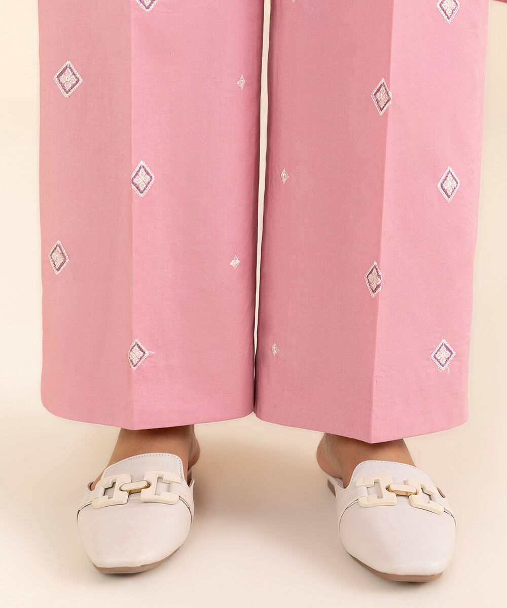 Women's Unstitched Pink Extra Weft Jacquard, Jacquard 3 Piece Suit