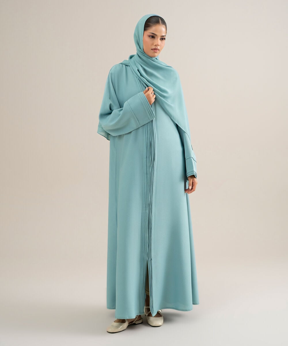 Women's Polyster Blue Kimono Abbaya Set