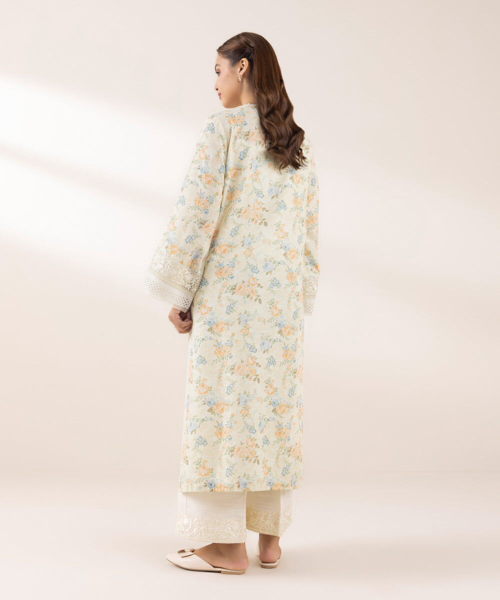 Woman - Off White Embroidered Khaddar Shirt