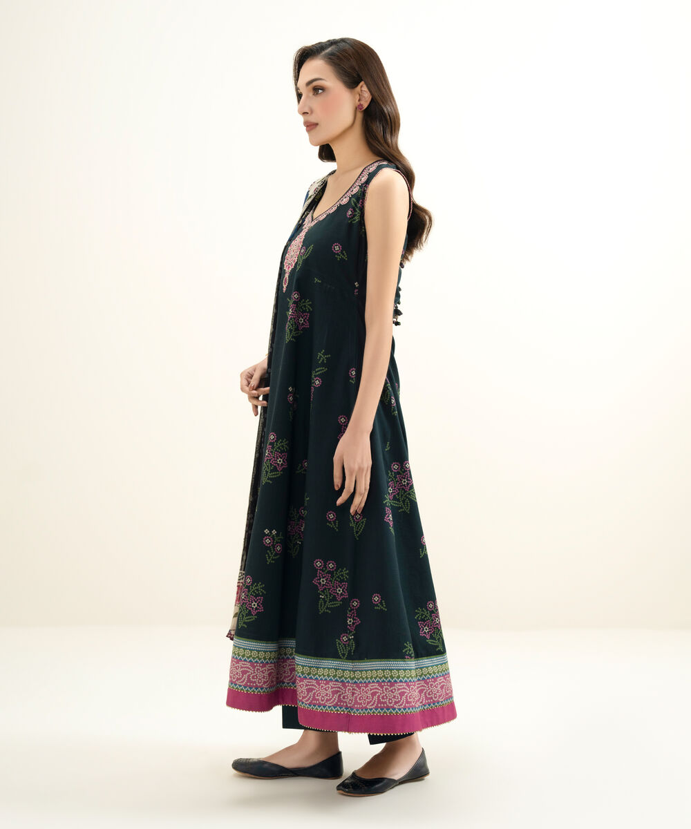 Women's Unstitched Lawn Embroidered Black 3 Piece Suit