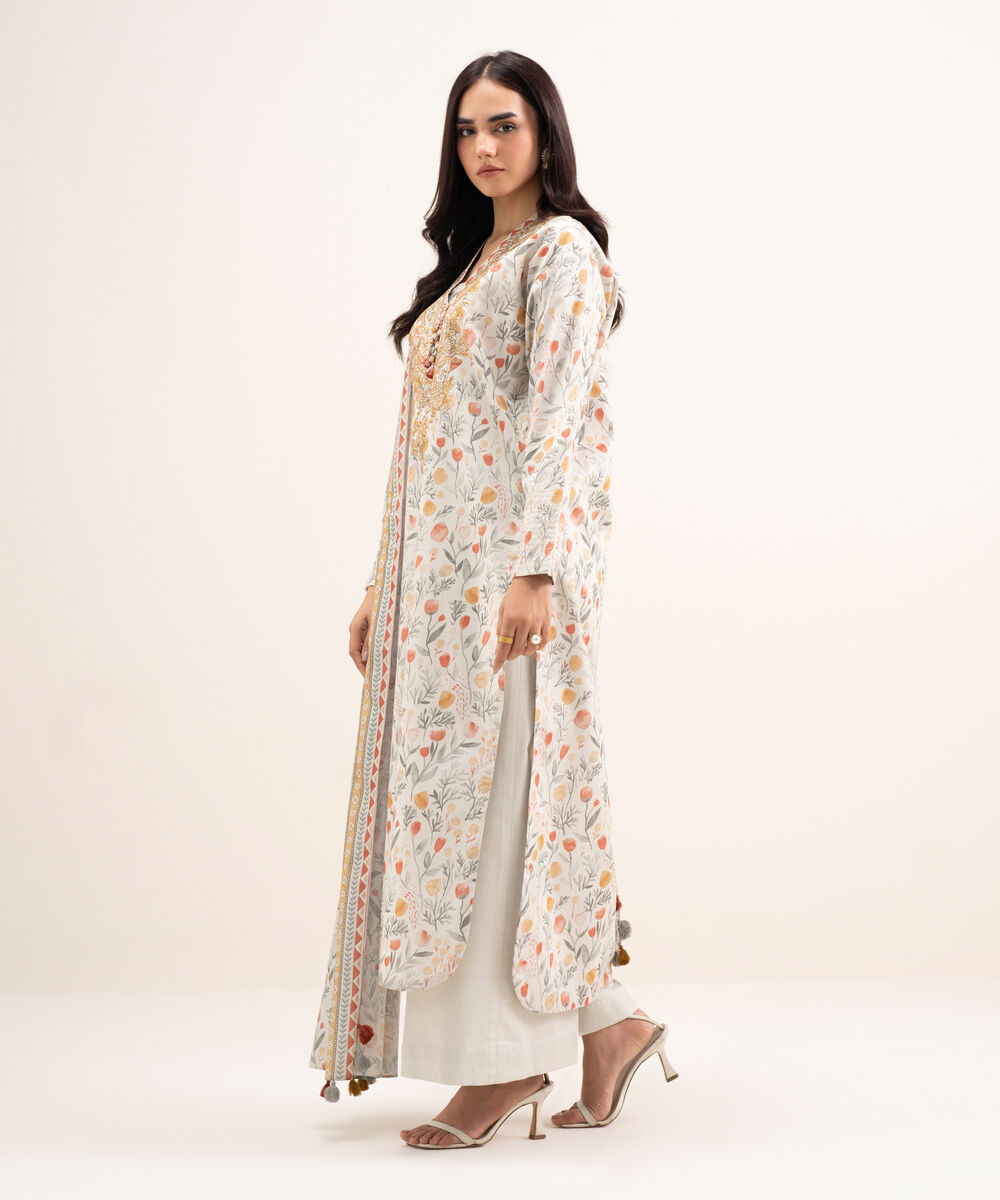 Women's Unstitched Lawn Embroidered Multi 3 Piece Suit