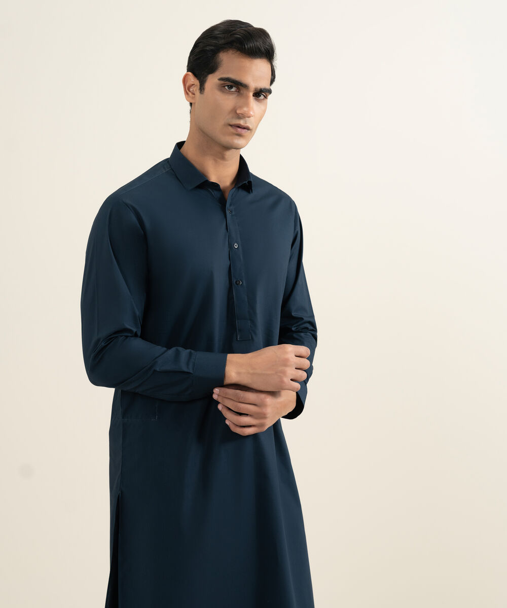 Men's Stitched Navy Kameez Shalwar