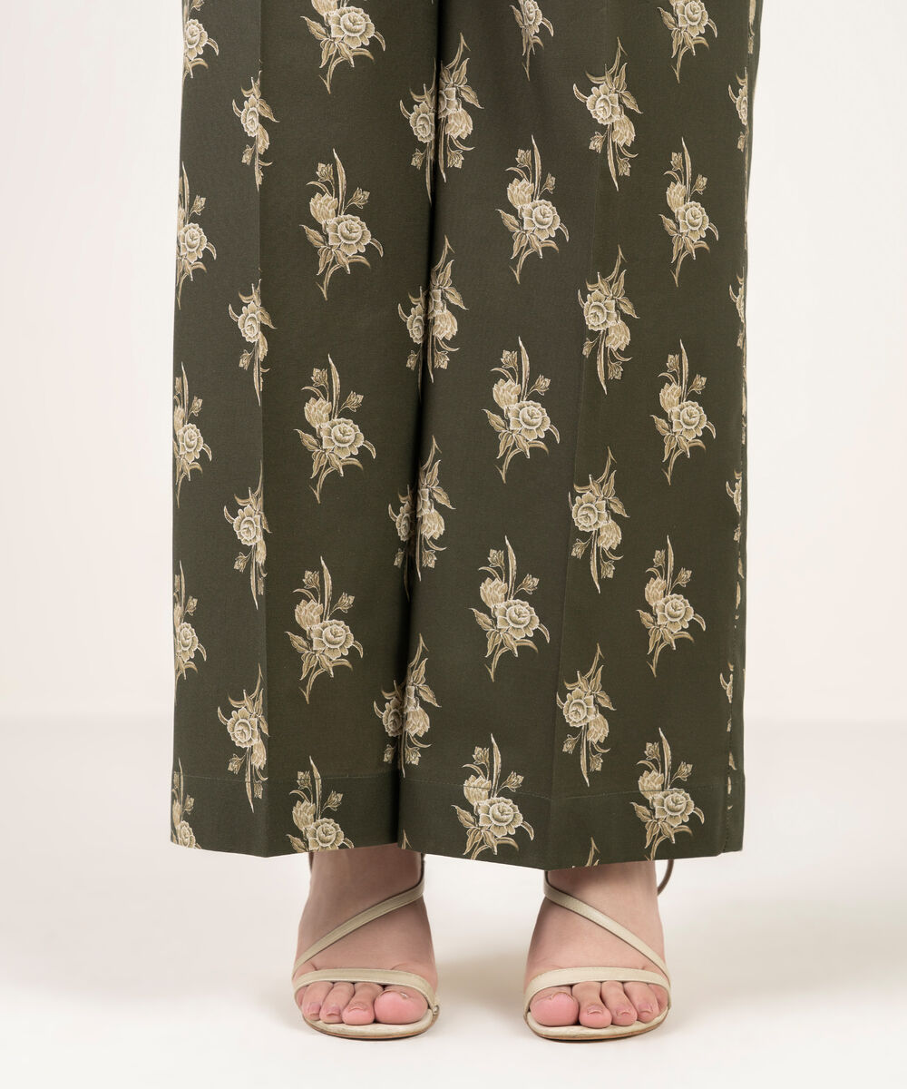 Women's RTW Cambric Printed Green Culottes