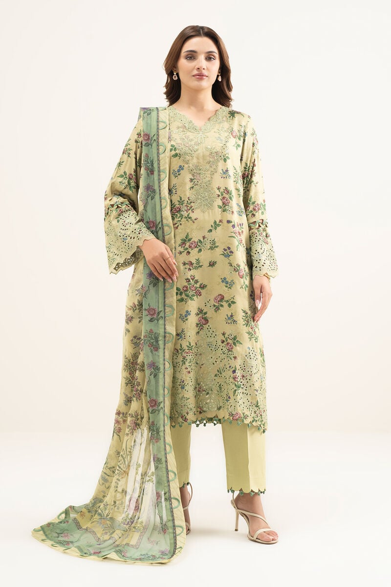 3 Piece - Embroidered Satin Suit