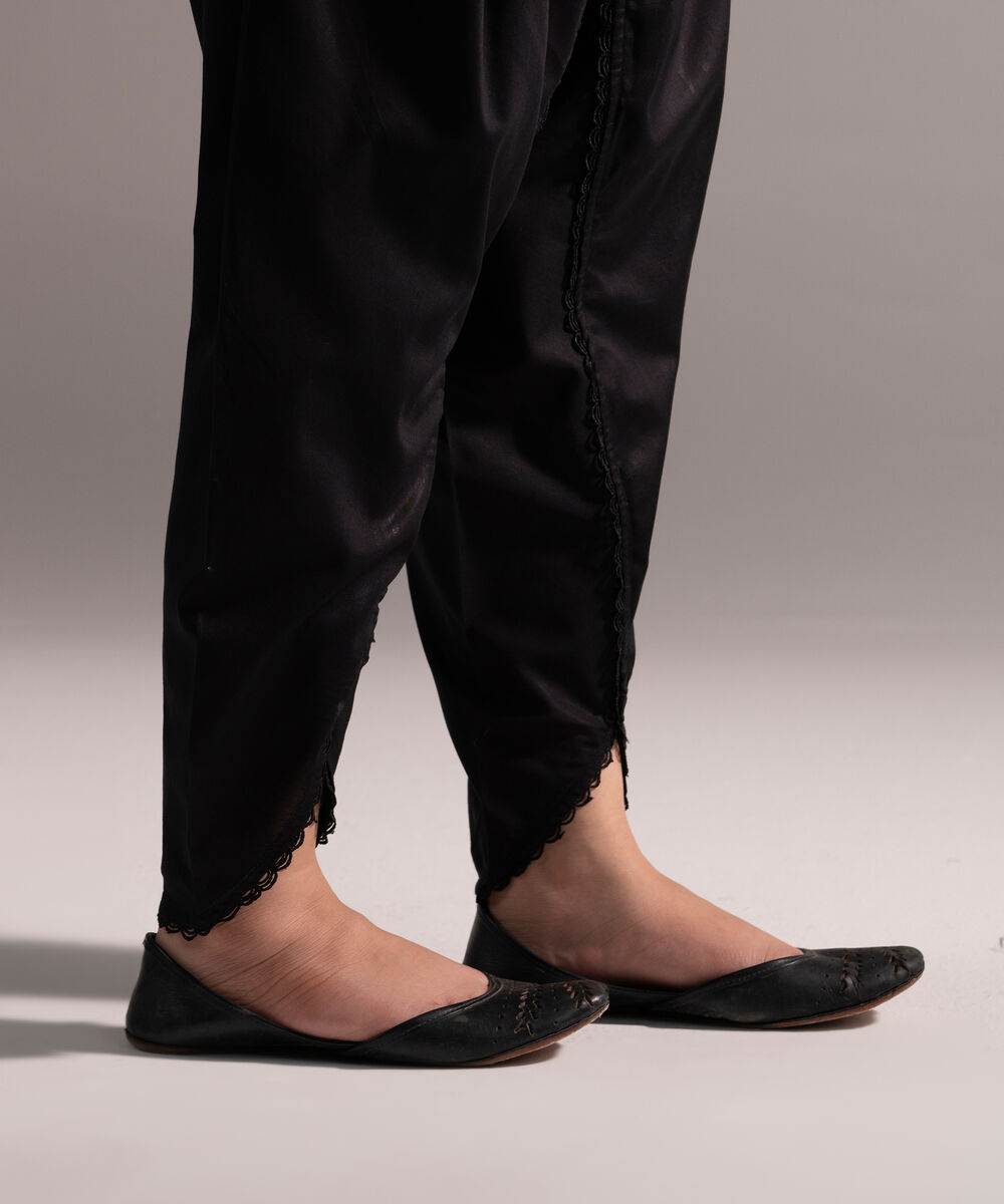 Women's RTW Crosshatch Solid Black Skinny Shalwar