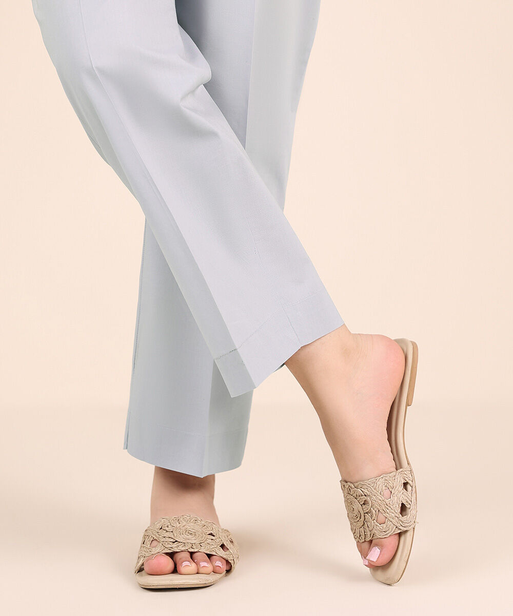 Women's RTW Cambric Purple Solid Straight Pants