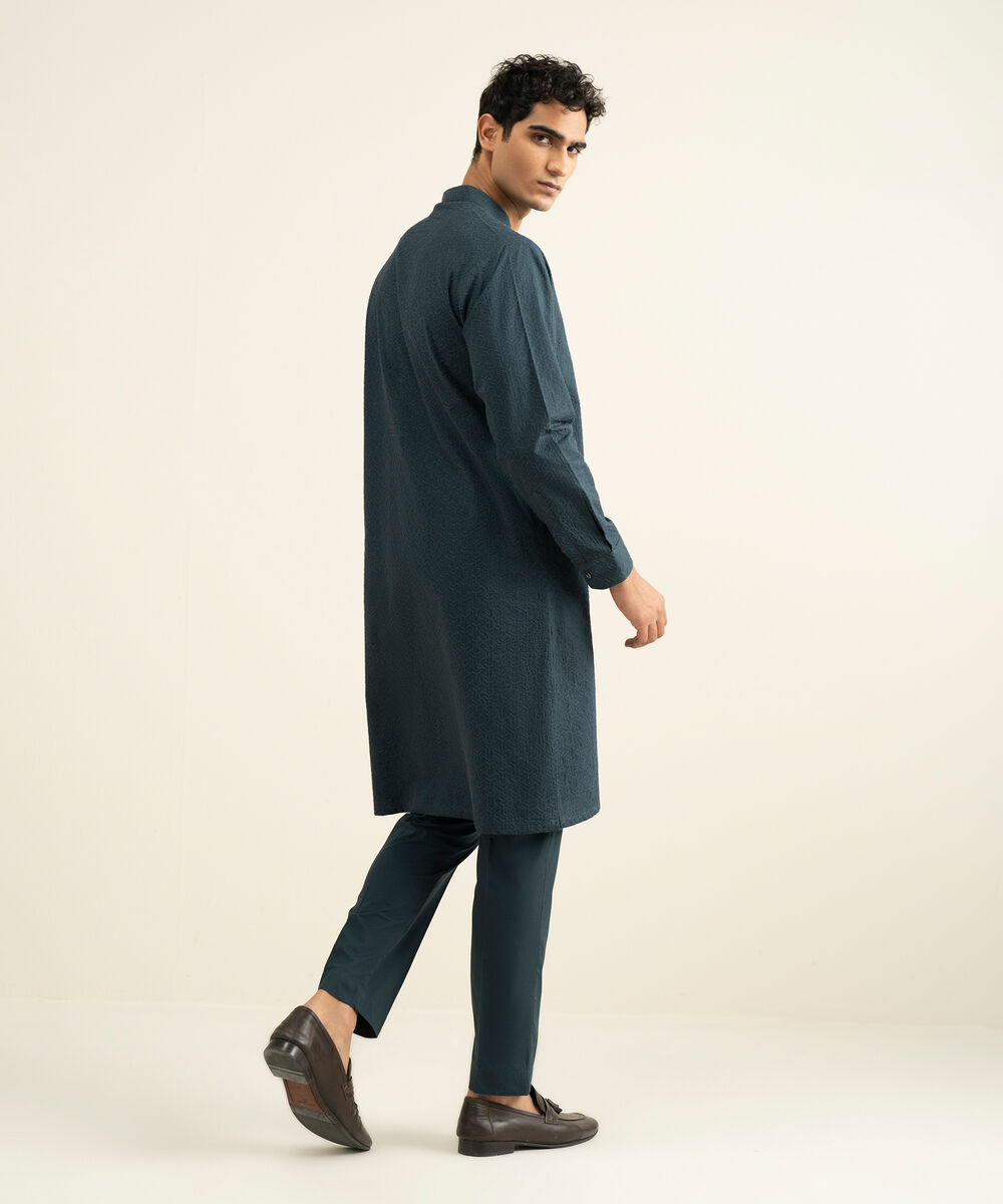 Men's teal 100% Cotton Kurta Trouser