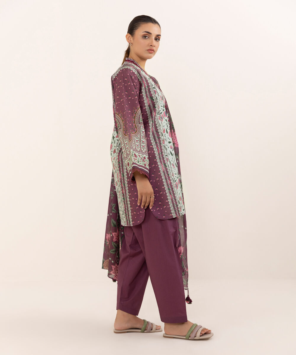 Women's Unstitched Cotton Printed Three Piece Suit