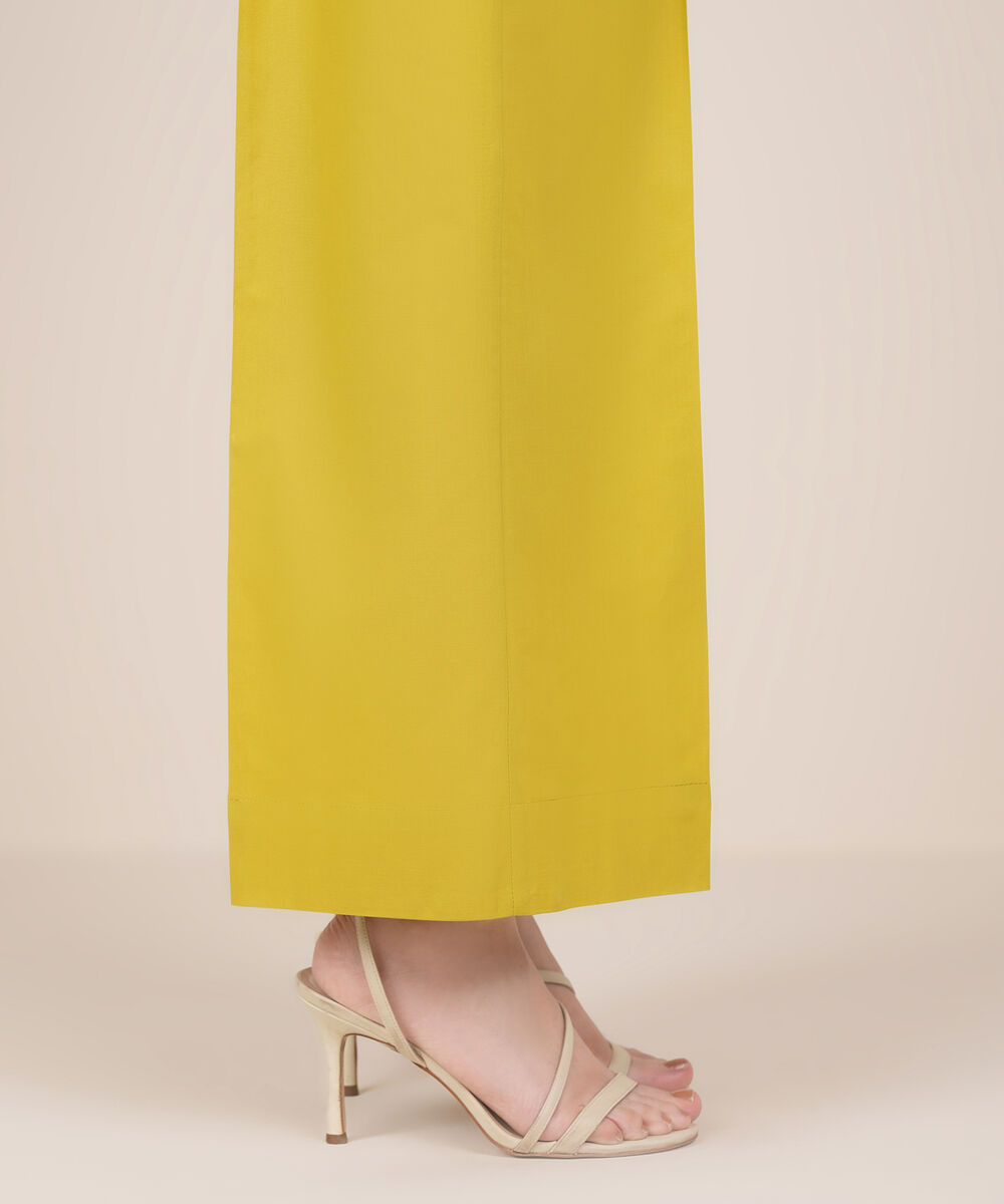 Women's RTW Cambric Yellow Solid Culottes