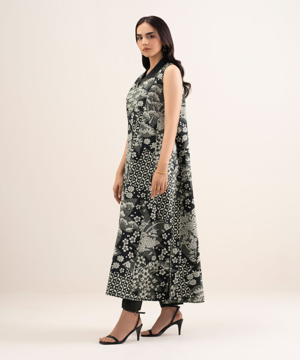 Women's Unstitched Lawn Printed Black 2 Piece Suit