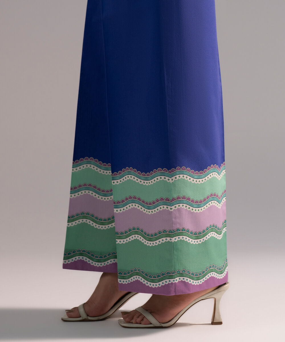 Women's RTW Cambric Printed Blue Culottes