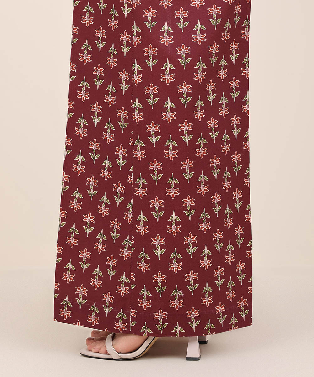Women's RTW Cambric Red Printed Flared Pants