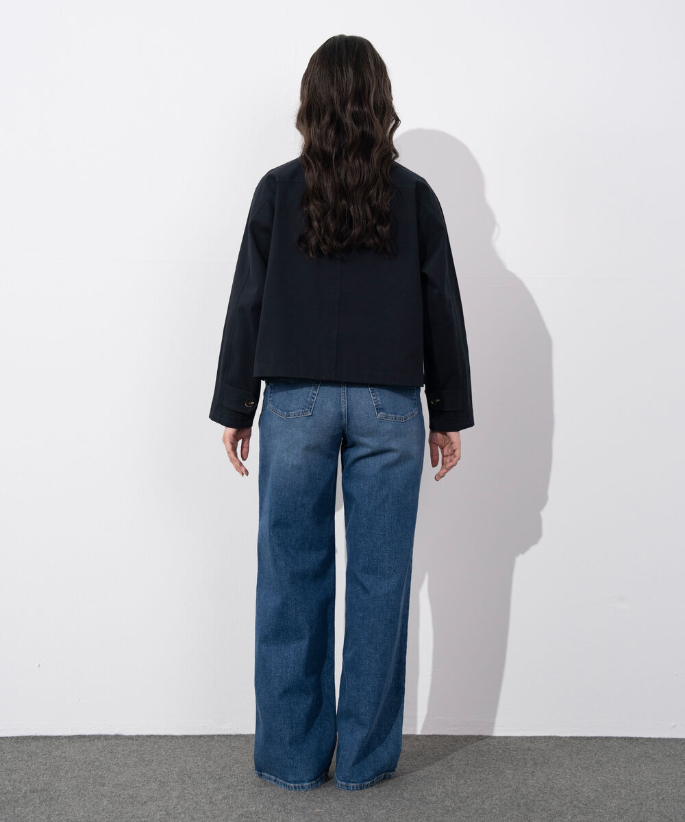 Women's Western Wear Navy Corduroy Collar Twill Jacket