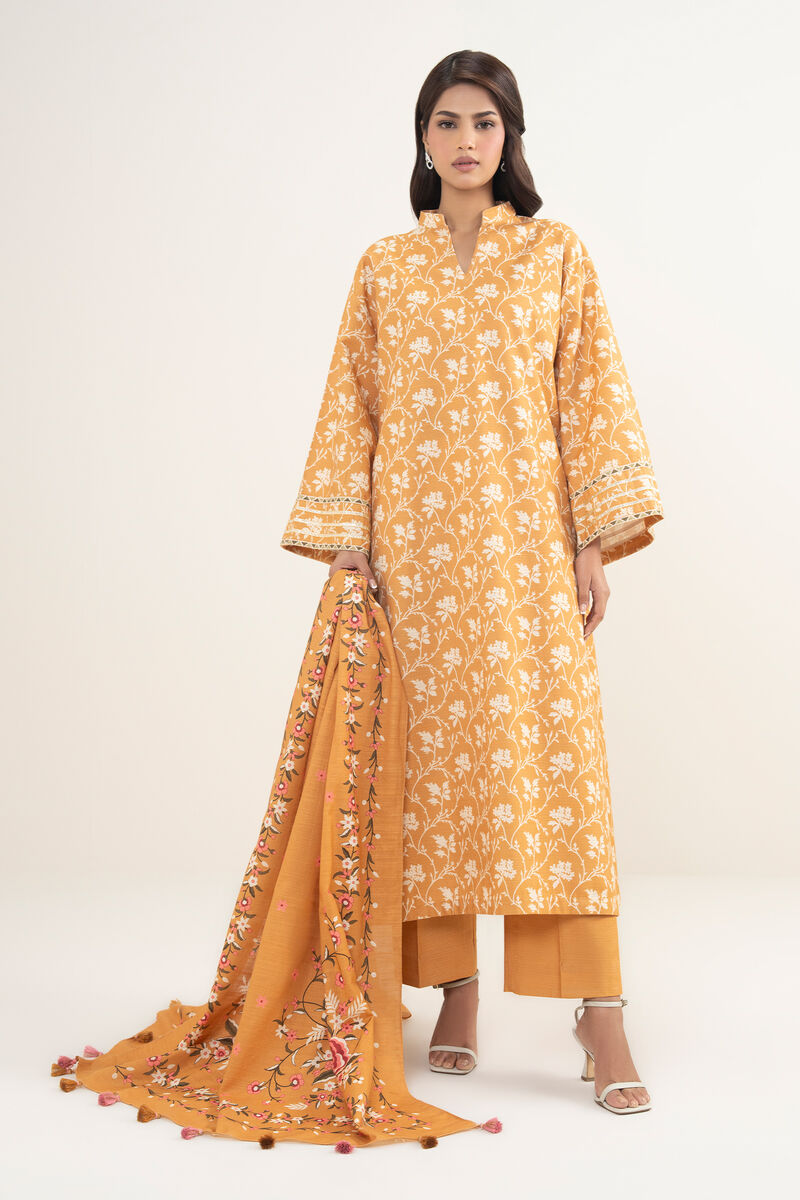 3 Piece - Printed Arabic Khaddar Suit