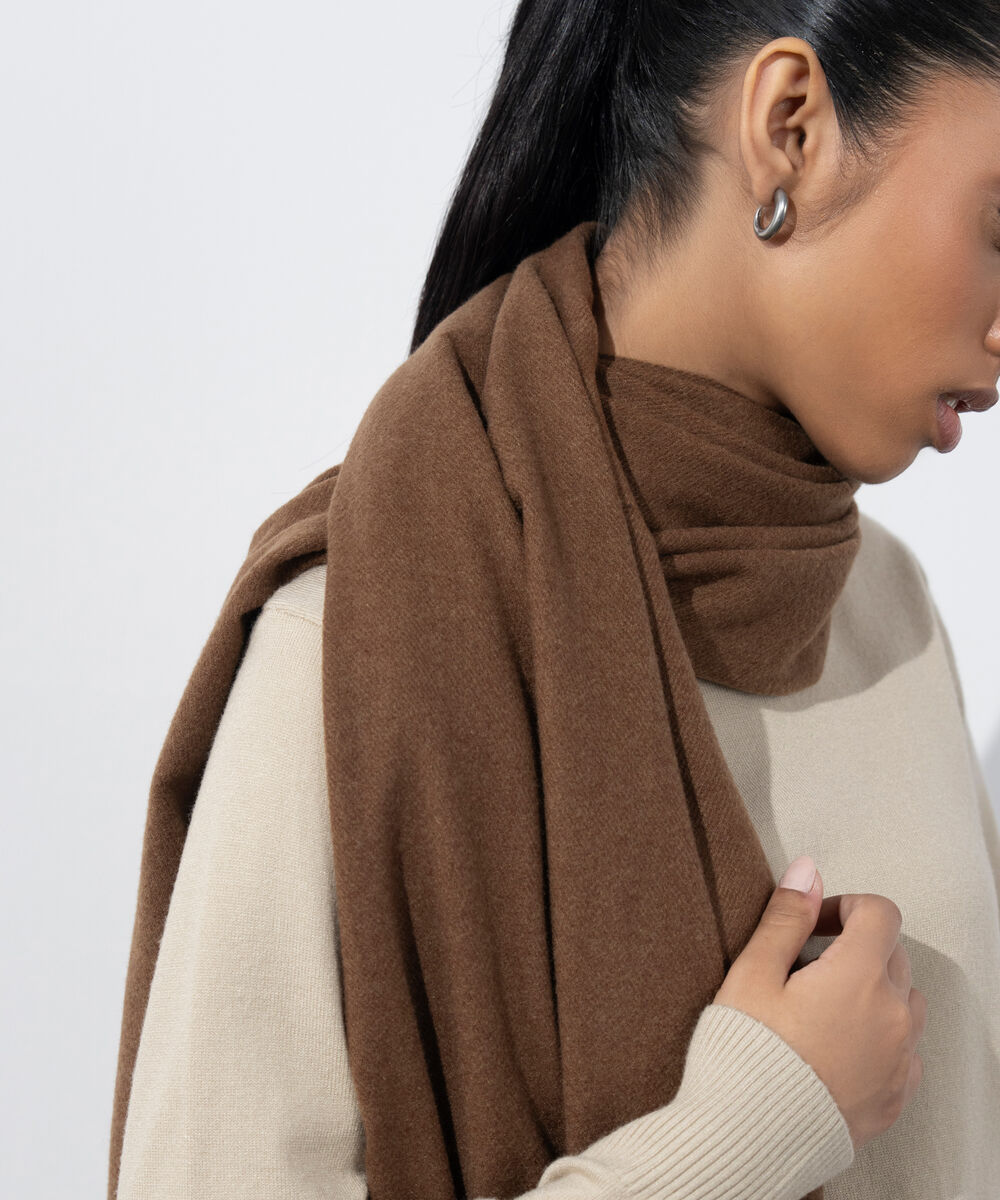 Women's Western Wear Brown Plain Woollen Scarf