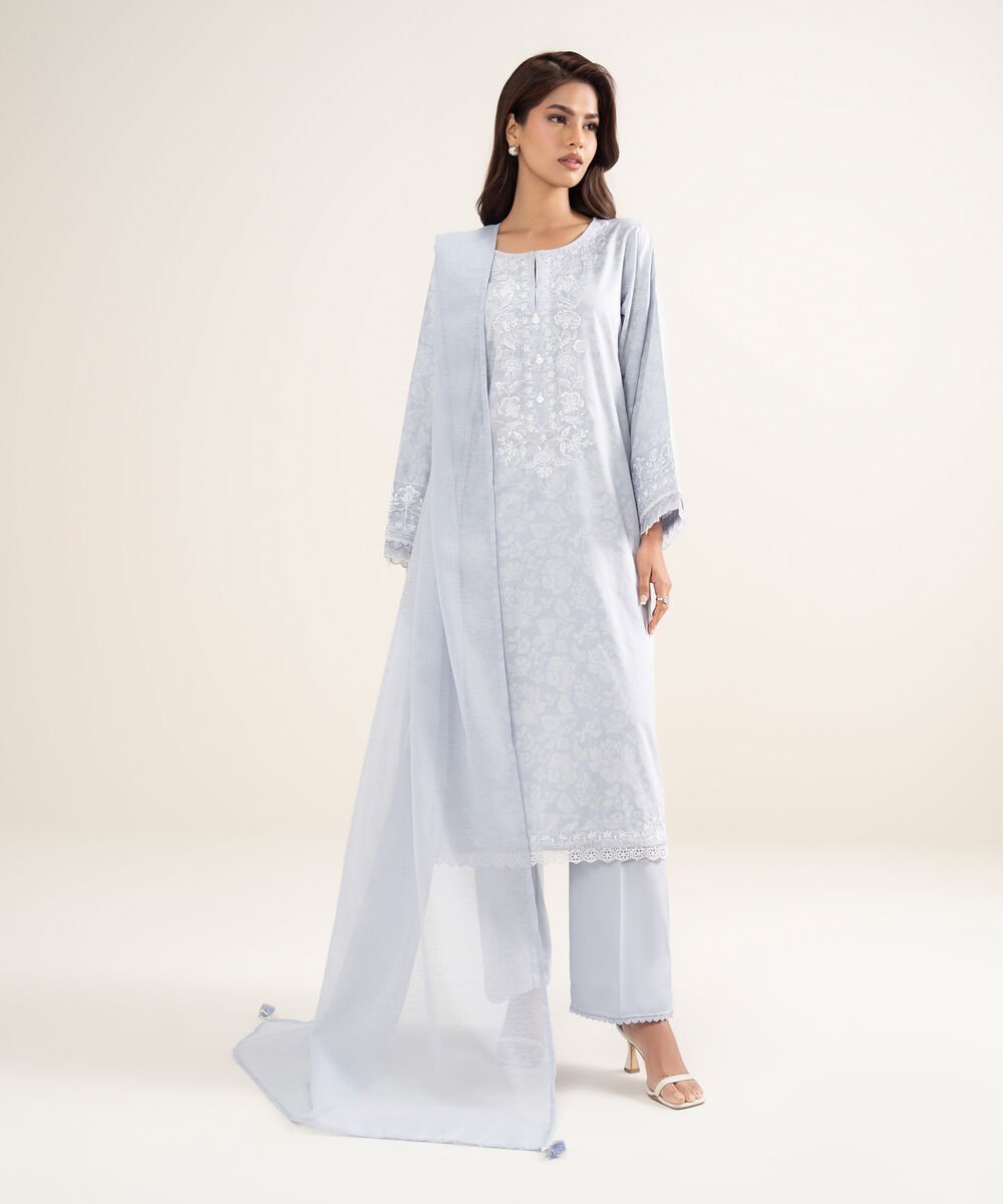 Blended Dobby Karandi Solid Purple Dupatta