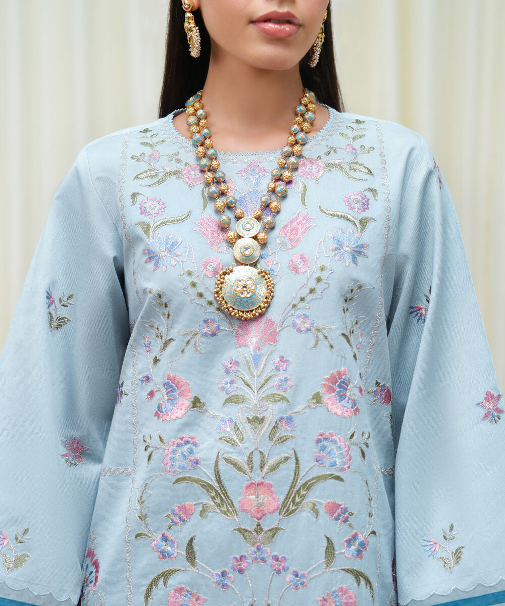 Women's Unstitched Cotton Net Dyed Three Piece Suit