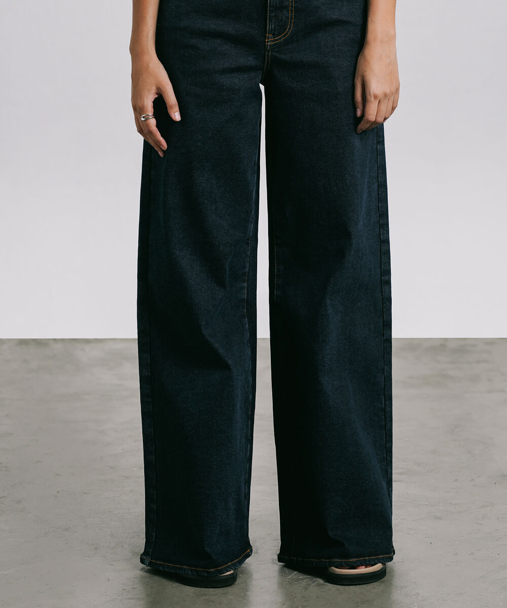 Women's Western Wear Blue High Rise Wide Leg Jeans